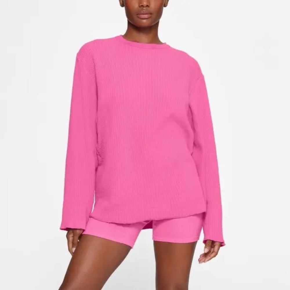 SKIMS Sugar Pink Long Sleeve Tee